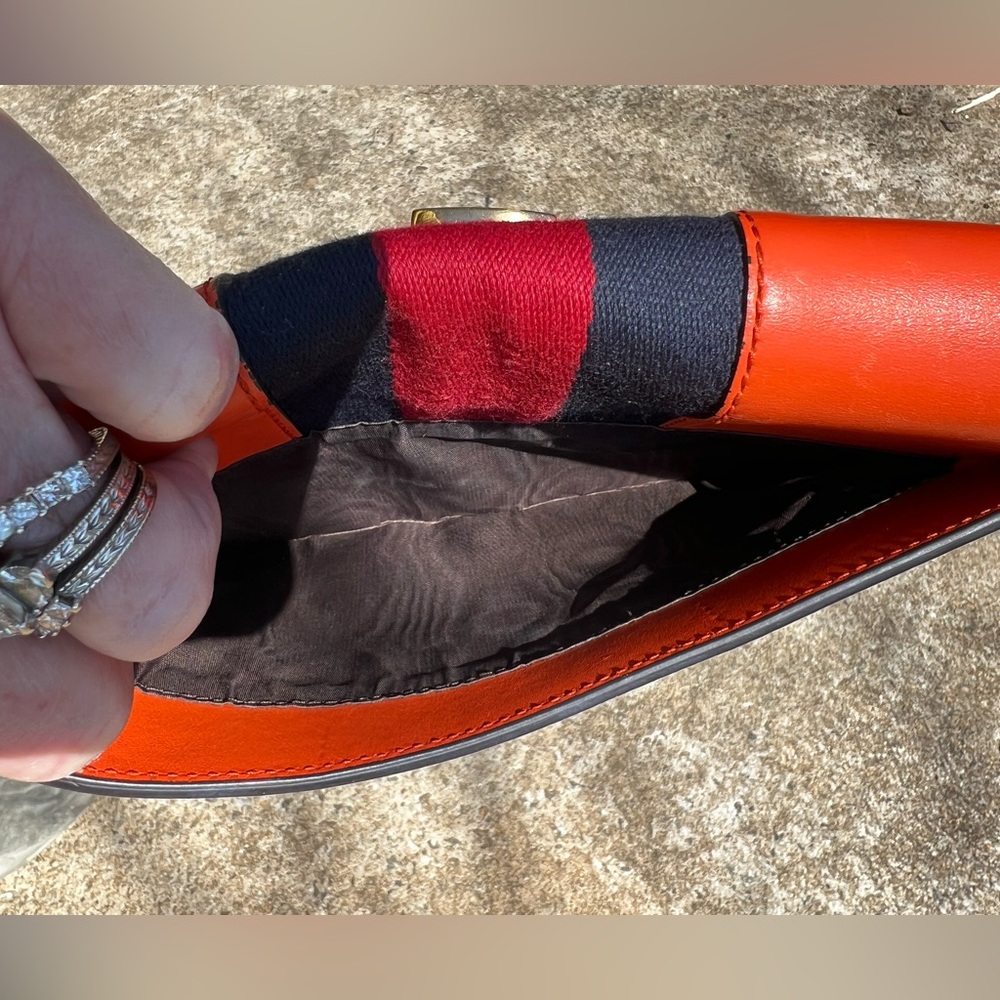 GUCCI Sylvie Bold Orange Wristlet/Shoulder Bag Authentic - Picture 6 of 17